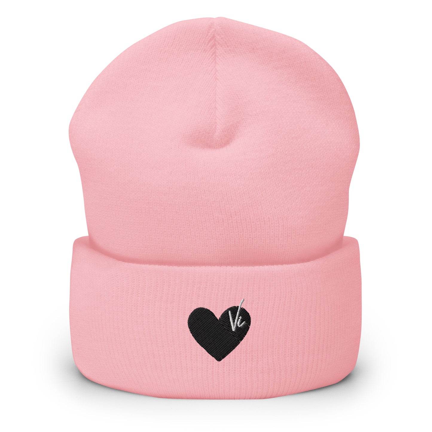 Vi Black Heart Beanie Pink