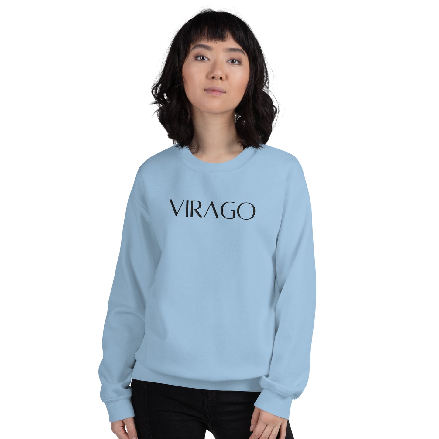 Spring Pastels VIRAGO Embroidered Sweatshirt Black Text