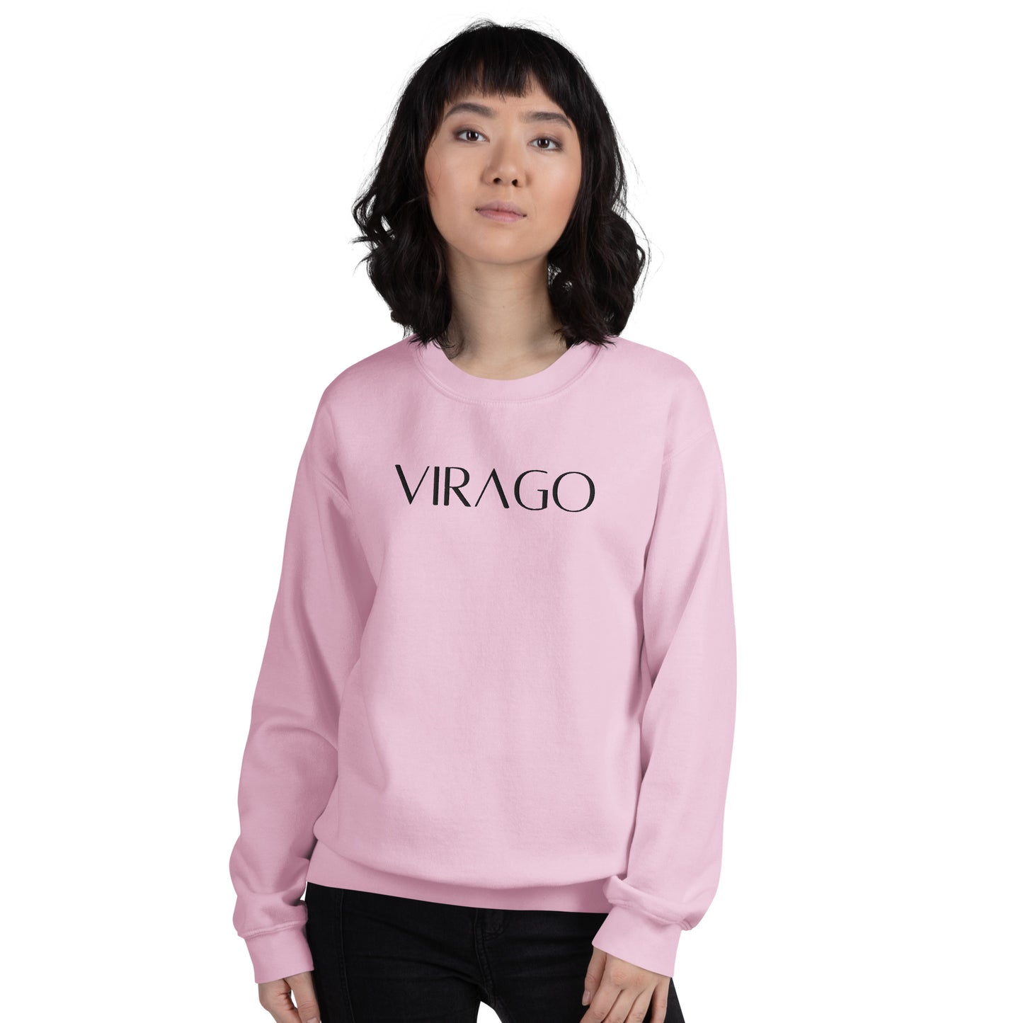 Spring Pastels VIRAGO Embroidered Sweatshirt Black Text