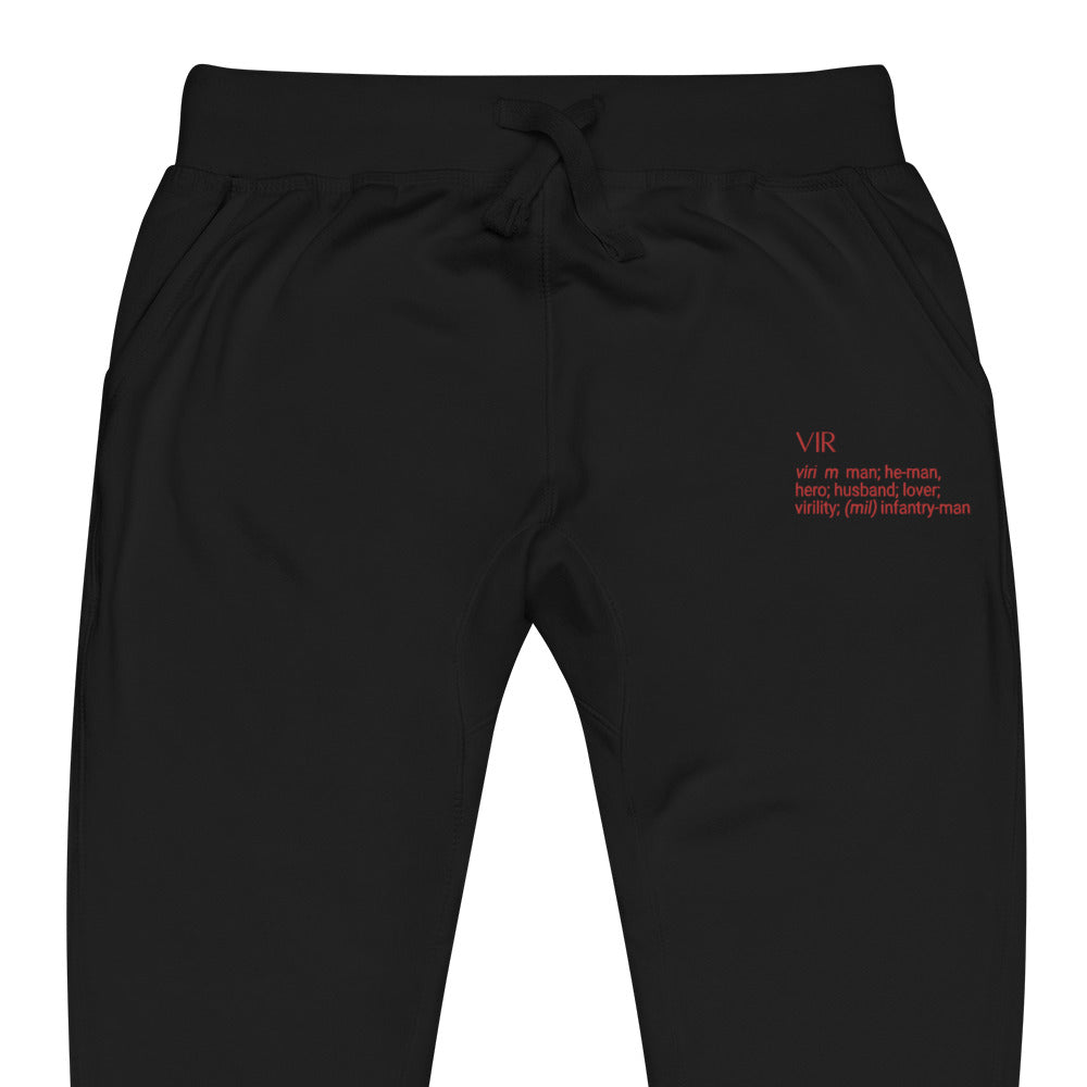 VIR Embroidered Red Text Sweatpants Set