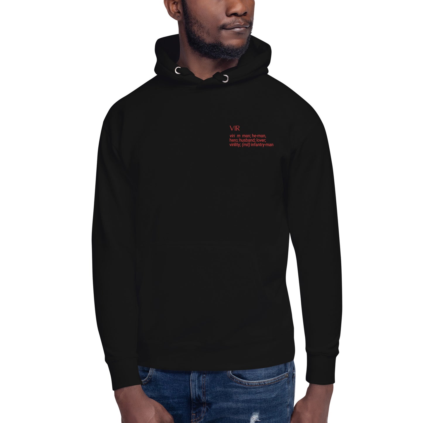 VIR Embroidered Red Text Hoodie Set