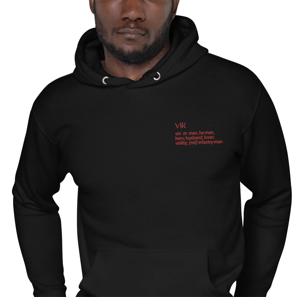 VIR Embroidered Red Text Hoodie Set