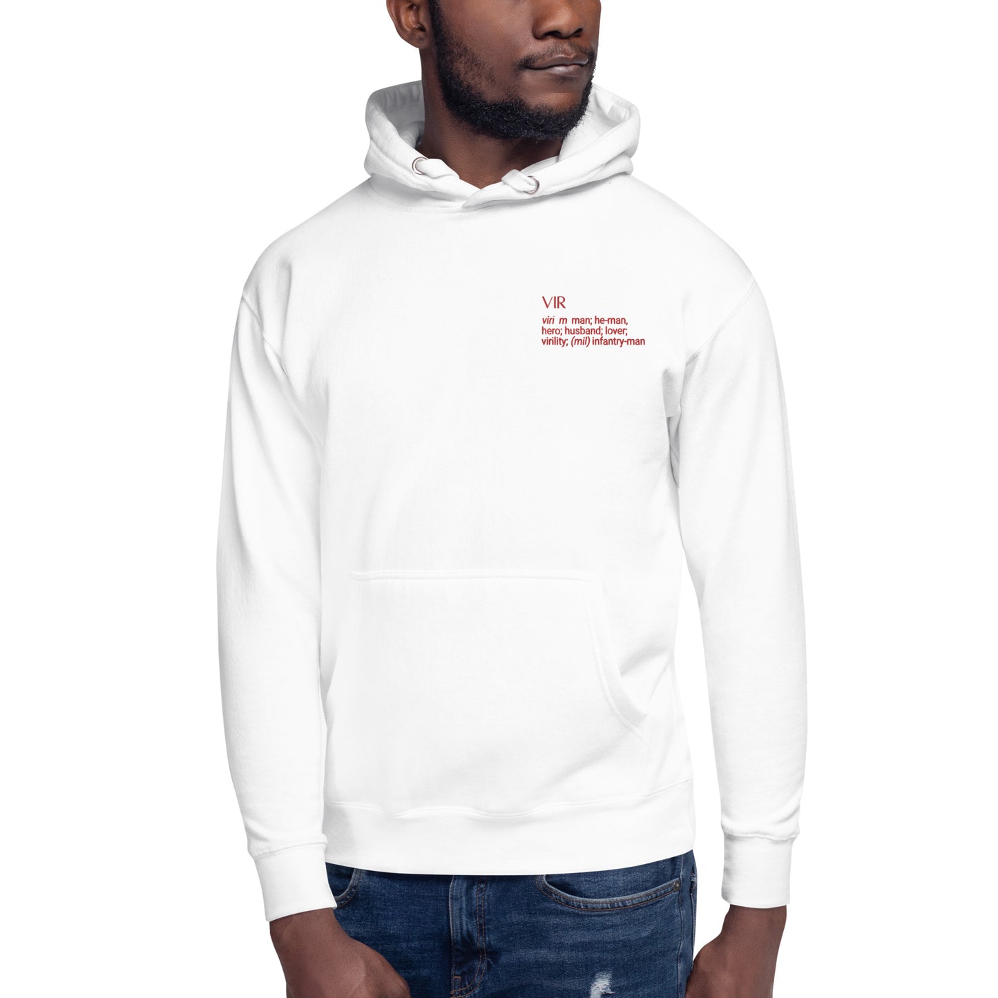 VIR Embroidered Red Text Hoodie Set