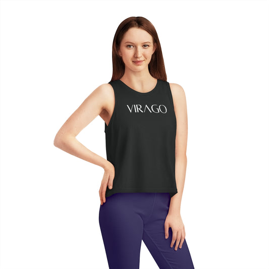 VIRAGO Cropped Tank Top White Text